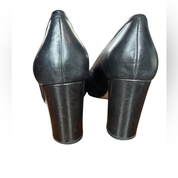 Antonio Melani woman’s leather block heel pointed toe black 3 inch heel sz 8.5 - Picture 3 of 9
